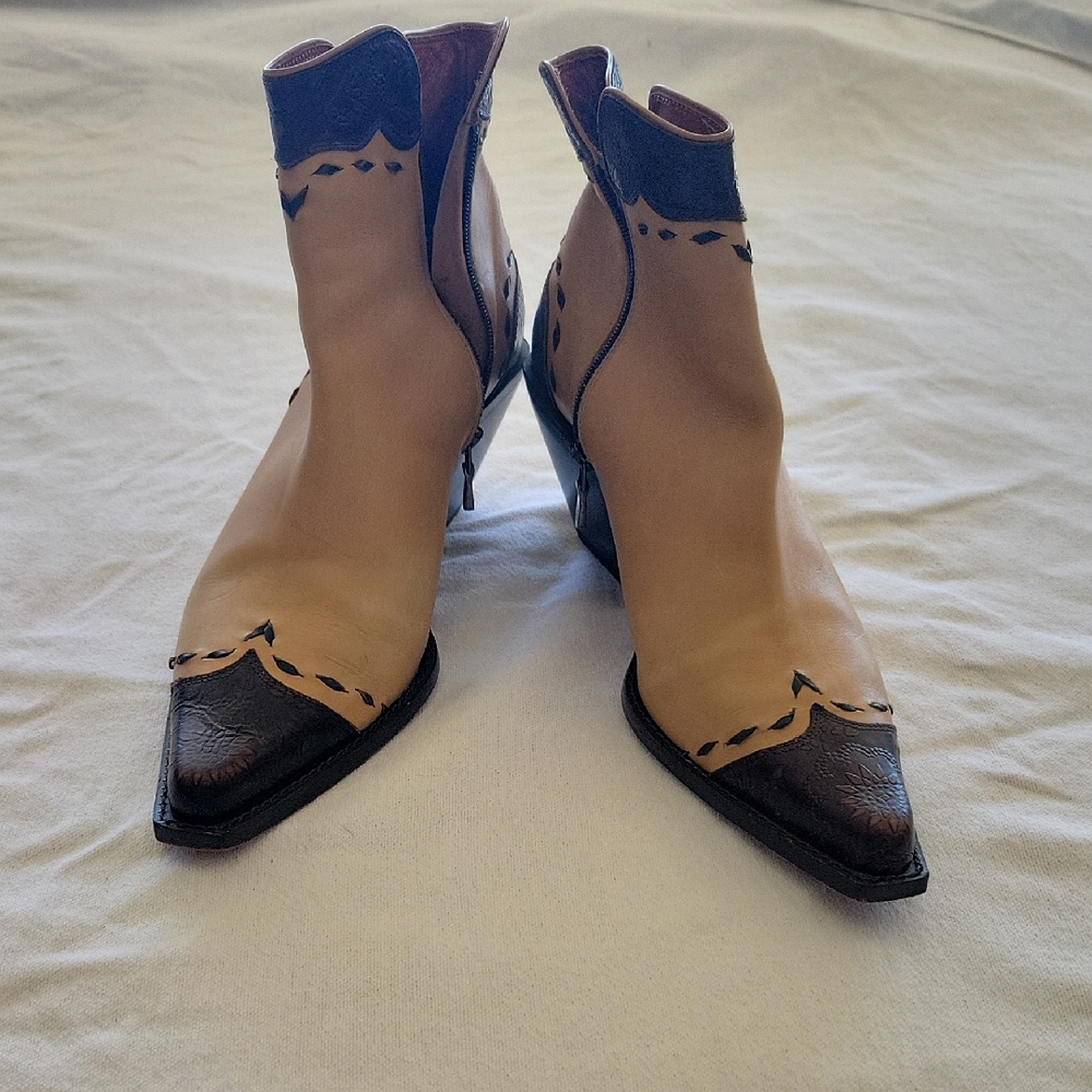 Donald J. Pliner Tan and Brown Ankle Boots
